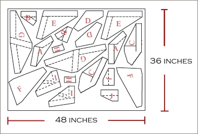 Affordaplane gusset parts laid out on aluminum sheet
